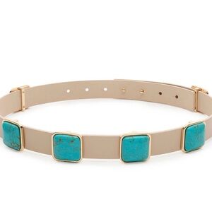 NWT- Lele Sadoughi Beige Belt with Turquoise Stones size S/M